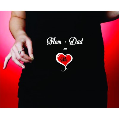 maternity shirt mom+dad=me red heart